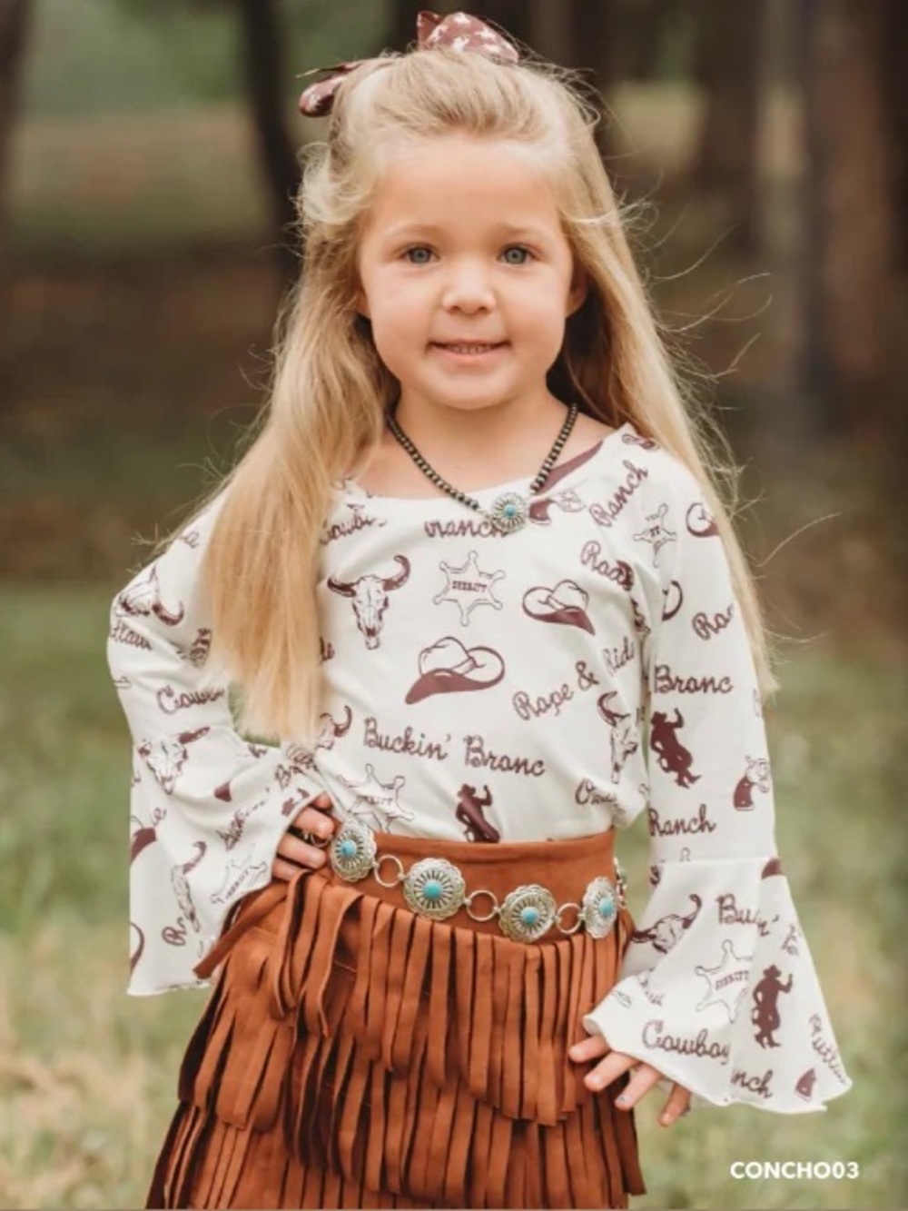 Toddler faux silver and turquoise concho western belt